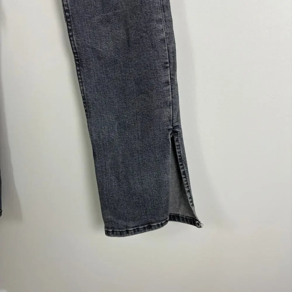 ZARA Split-Hem Skinny Jeans Gray Busted Knees Distressed Y2K Streetwear Sz 4